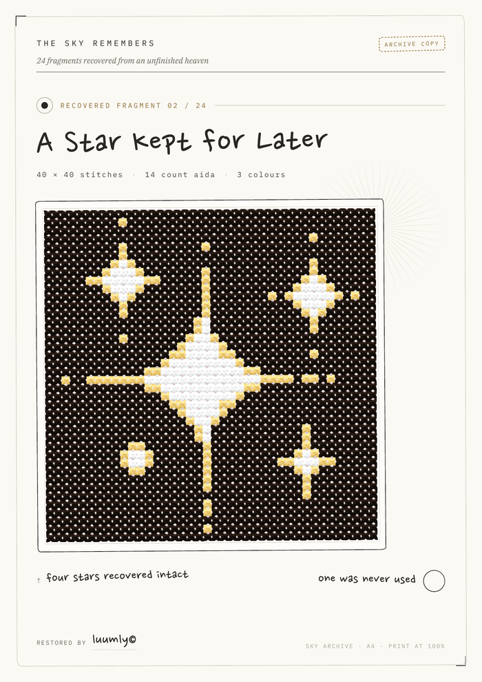 Beginner Cross Stitch PDF Pattern — A Star Kept for Later | Celestial Embroidery Download