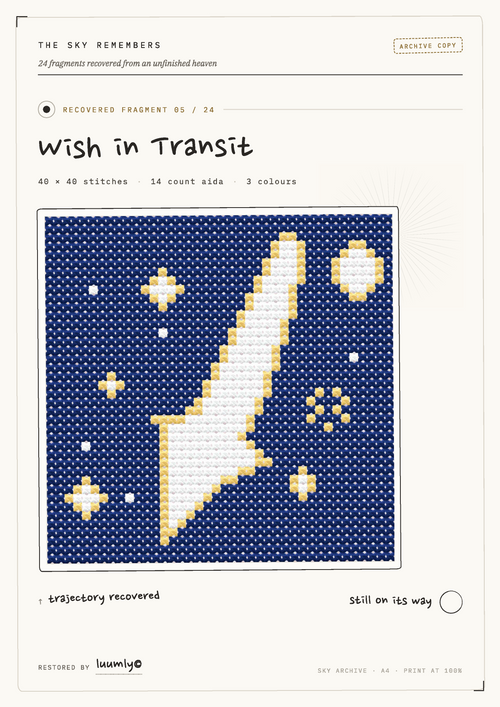 Wish in Transit cross stitch pattern cover, Fragment 05